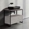 Console Sink Vanity With Matte Black Vessel Sink and Grey Oak Drawer, 35